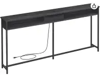 70 Inch Console Table with Outlet and Shelves