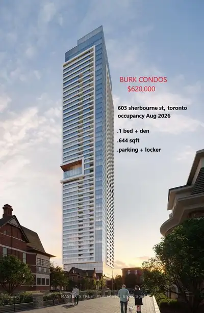 ---603 sherbourne st, toronto. --1 bed + den --1 bath --parking + locker --50 + level -- occupancy o...