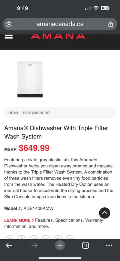 Dishwasher Amana , View more