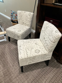 Accent Chairs (x2) - armless and fabric seating