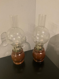 Vintage Chimney Lanterns with Wood Base