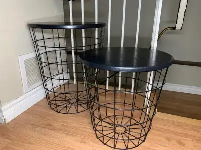 Side tables with storage set of 2 modern all black side table, View more