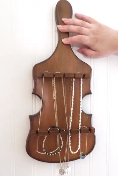 Wooden Violin Souvenir Spoon Wall Rack / Necklace Holder, View more