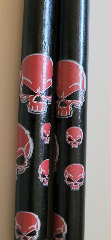 Vintage Rare Black Wood Drum Sticks with Red Skulls in Arts & Collectibles in Oshawa / Durham Region - Image 4