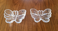 TWO GLASS BUTTERFLY DISHES