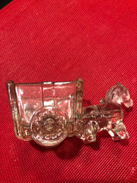 Vintage Pressed Glass Horse and Cart 1950s