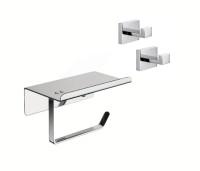 BRAND NEW-Wall mounted (Polish Chrome) tissue holder & 2 hooks