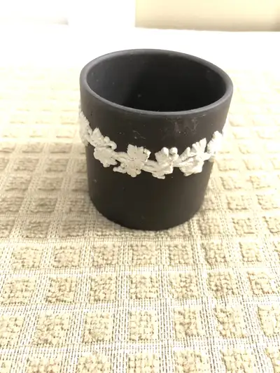 Rare Vintage Black Wedgwood Jasperware Cgarette/Toothpick Holder, View more