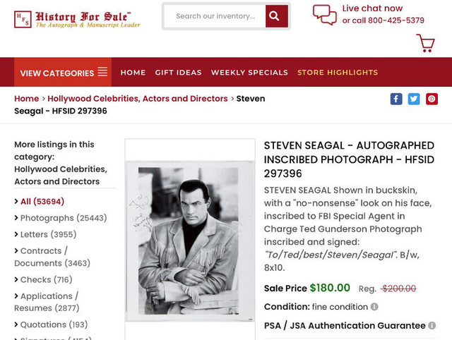 Steven Seagal Autographed Photo 8x10 in Arts & Collectibles in City of Toronto - Image 2