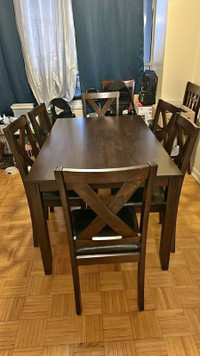 Ikea Wooden Dining Table with 6 chairs for sale