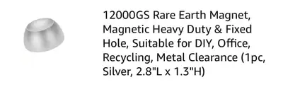 High-powered, rare earth magnet, 8000 gaus, View more
