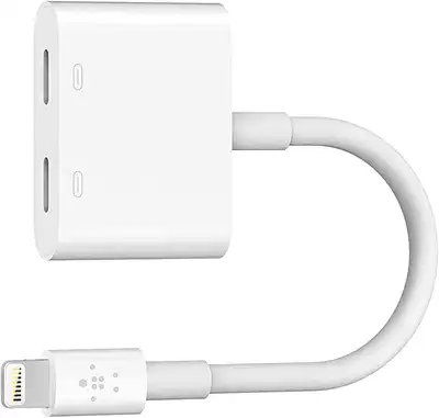 Selling a brand new in box "Belkin Lightning Audio + Charge Rockstar, iPhone Lightning Audio Adapter...