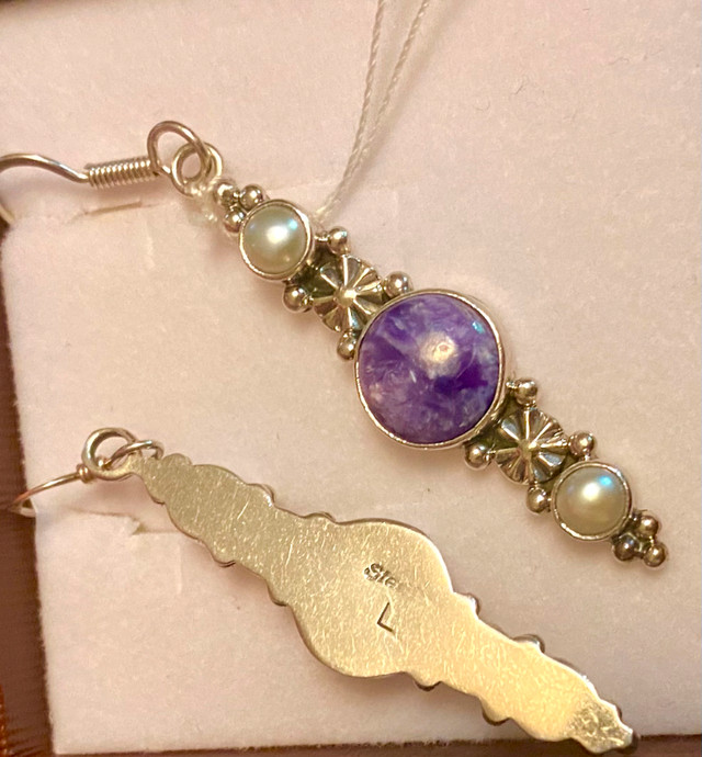 Vintage sterling silver with Charoite and Pearls stones in Jewellery & Watches in City of Toronto - Image 3