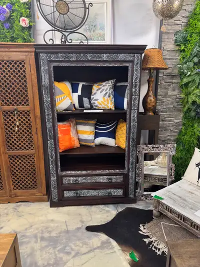 Bibliothèque acacia, étagère Inde, vaisselier, meuble rangement, View more