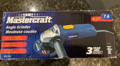 Mastercraft Angle Grinder, 7A, 11,000 rpm, NEW in box.