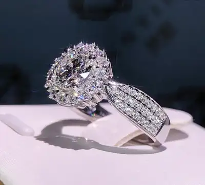 Stunning sterling silver diamond ring , View more