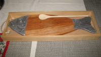 Cherry Wood & Pewter Gourmet Serving Tray