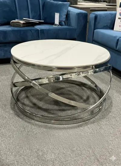 Round Coffee Table Marble With Golden/Silver Trans, View more
