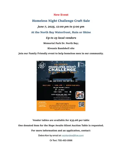 This event supports the Hope Awaits Homeless Night Challenge Annual Fundraiser. Hope Awaits is the o...