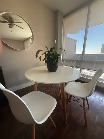 White Round Dining Table Set with 3 Chairs, View more