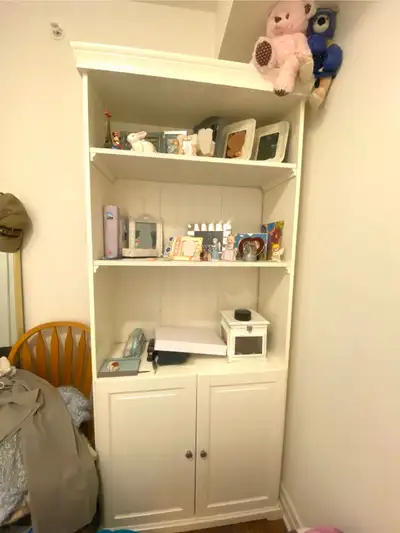 Cozy Wooden Bookshelf with Adjustable Shelves and Storage Cabine, View more