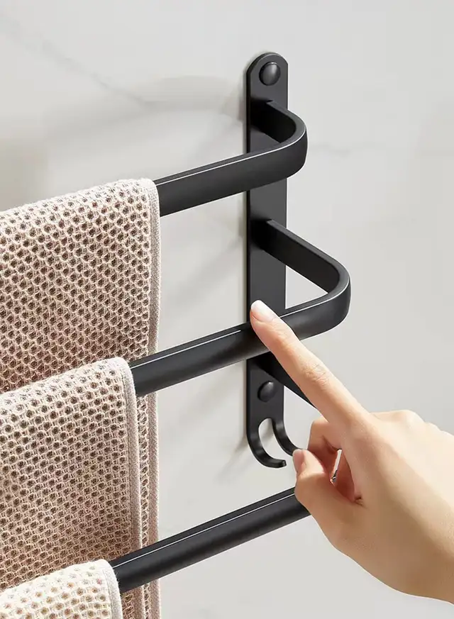 80CM Towel Rack Towel Bar Bathroom - Black in Bathwares in Markham / York Region - Image 6