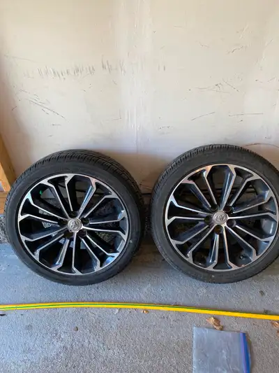 Selling complete set of 4 Firestone Firehawk all season tires 9215/45R17) mounted on alloy rims Used...