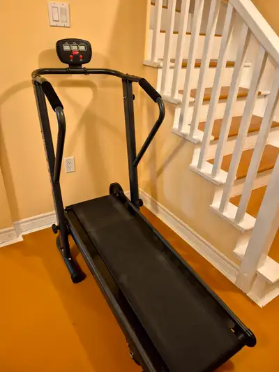 Manual Treadmill, excellent condition. You can easily fold it up after each use so it takes up no sp...