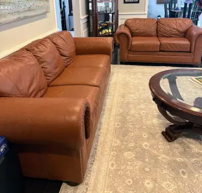 Leather Sofa and Loveseat Set, View more