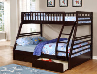 Twin over Double Bunk Bed With Drawers! Choose your Colour