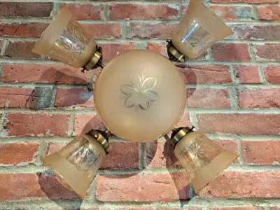 1960 ANTIQUE LIGHTING FIXTURE BRASS - LUMINAIRE ANTIQUE, View more