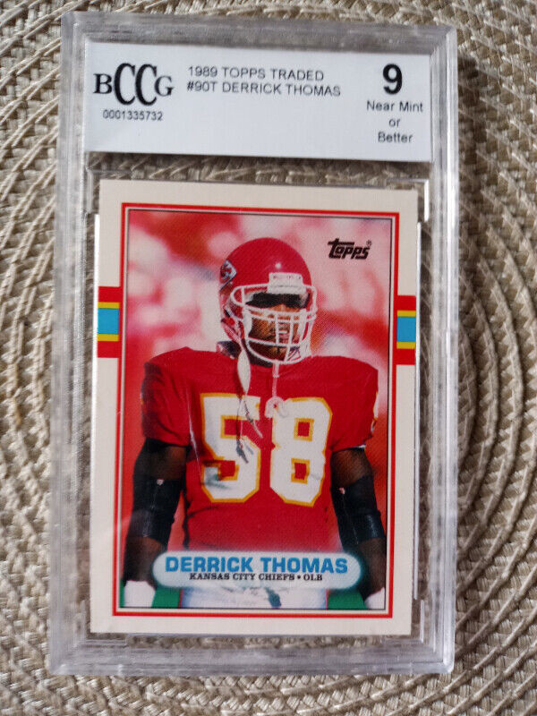 1989 Topps Traded #90T Derrick Thomas Rookie BGS/BCCG 9 Chiefs in Arts & Collectibles in St. Catharines - Image 2