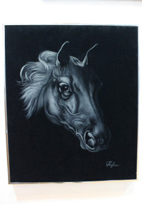 Original Horse Painting on Black Velvet