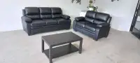 EXECUTIVE BLACK LEATHER SOFA & LOVESEAT. FREE DELIVERY& DISPOSAL