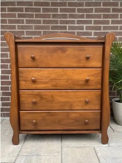 Solid Wood Sleigh-Style 4-Drawer Dresser - Warm Cherry Finish, View more