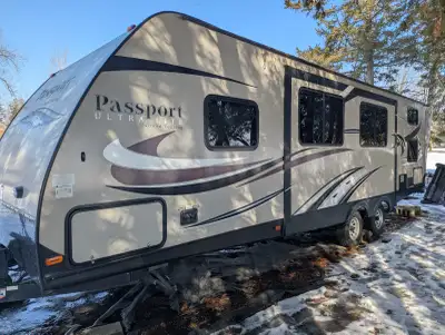 Great shape travel trailer . Double bunk beds, queen bed, fold down and couch give you plenty of sle...