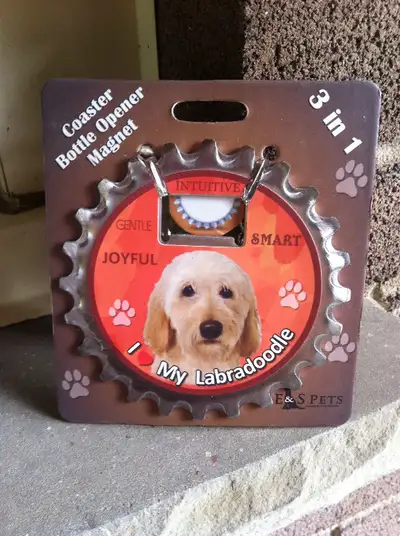 This is a new & never used "I Love My Labradoodle" (white) E&S Pets 3 in 1. This is a metal coaster,...