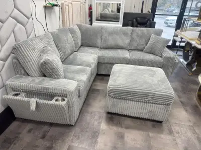Brand new corduroy couch with ottoman, View more