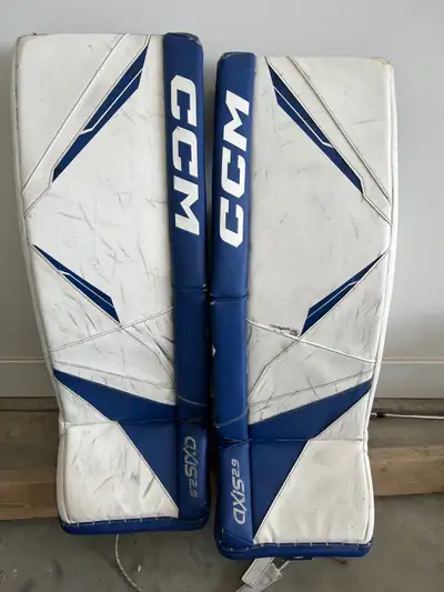 CCM axis 2.9 goalie pads. Used less than a year. 32+1. Some wear on corners and toe area. $350