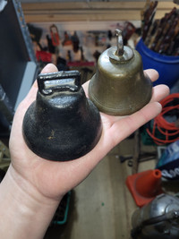Vintage cast iron and brass bells