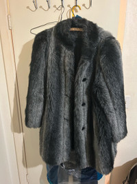 Gray mink fur coat