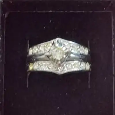 UNCAS Sterling Silver Cubic Zirconia Wedding Ring and Jacket Set, View more