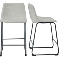 26" Counter Stool in Grey Leatherette (Set of 2)