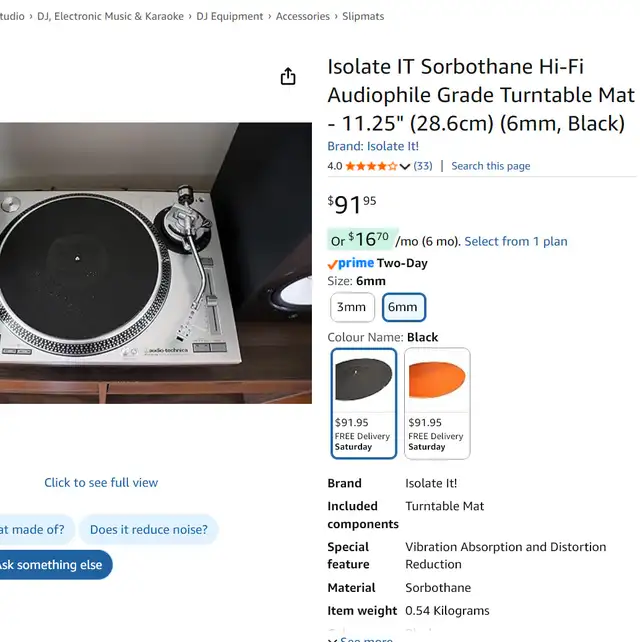 The Best!  IsolateIT Sorbothane Hi-Fi Audiophile Turntable Mat. in Stereo Systems & Home Theatre in Calgary - Image 3