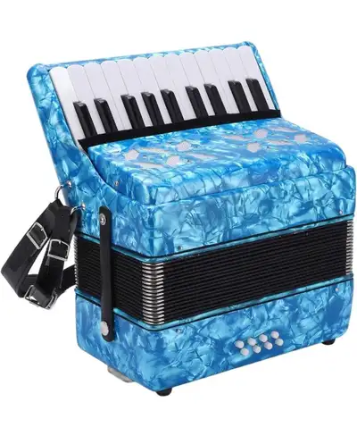 22-Key 8-Bass Accordion – Pearl Blue w/ Adjustable Straps, View more