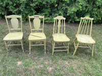 4 Old Wooden Kitchen Chairs/Green