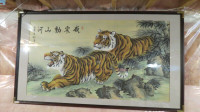 Very Large Picture Frame 36" x 60". Chinese Painting, "Tigers"