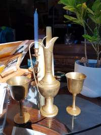 BRASS WINE GOBLETS and PITCHER