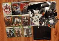 Xbox 360 250gb kinect 2 controllers 9 games
