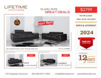 Top grain real leather sofa set with couch and loveseat